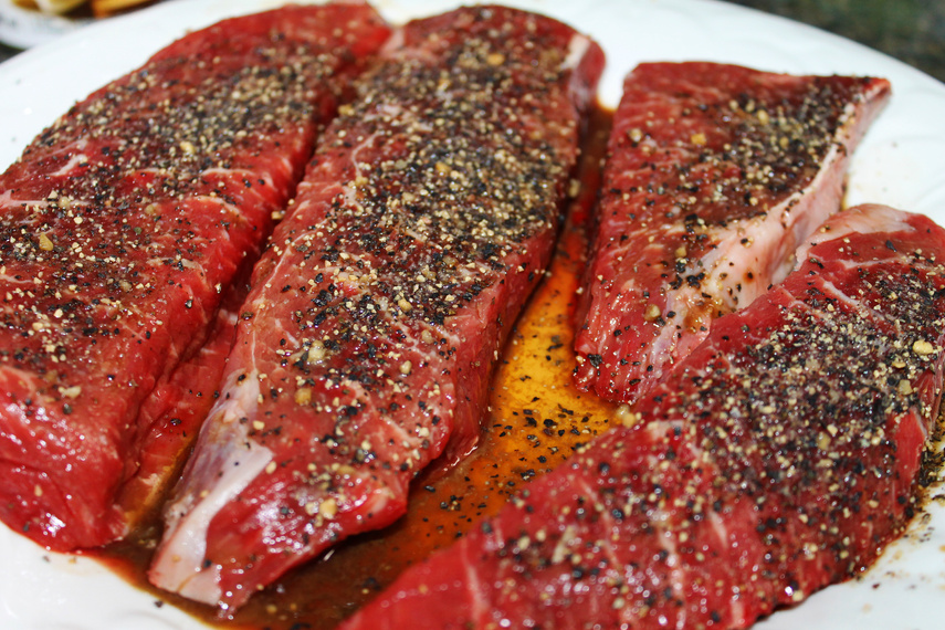Steaks in marinade